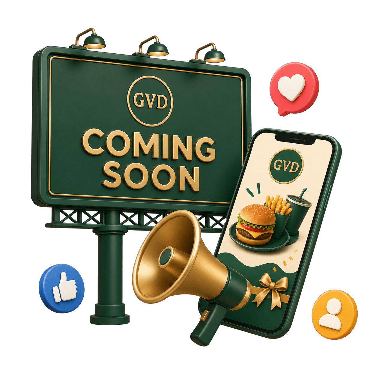 GVD billboard, megaphone and launch campaign phone