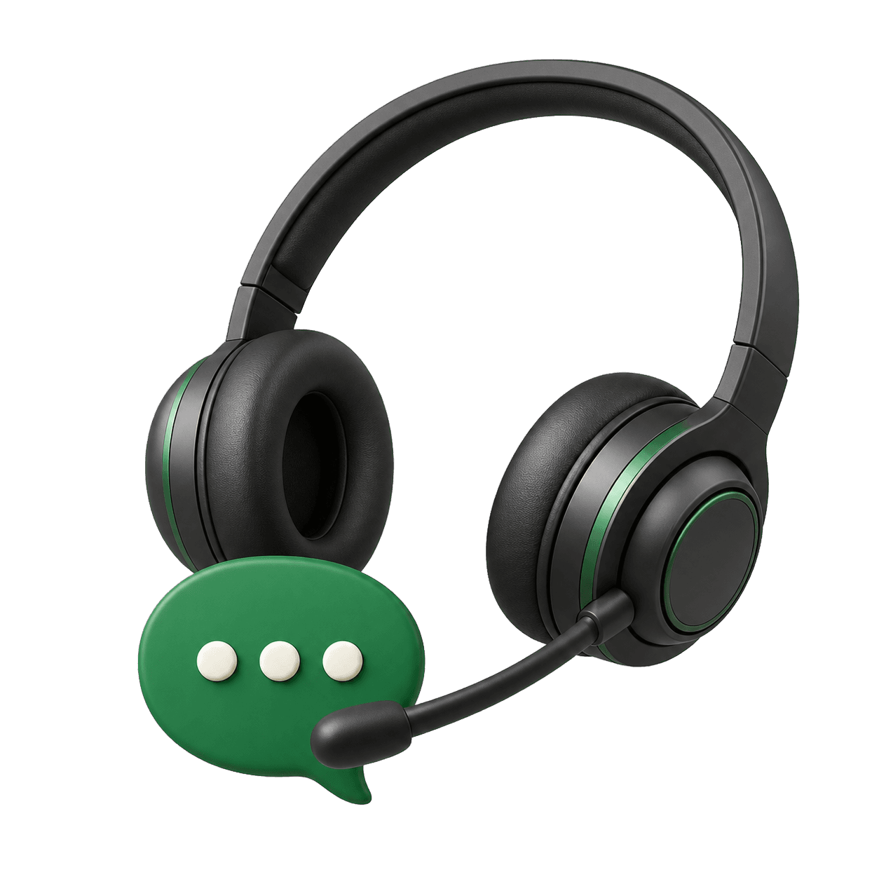 Customer support headset and chat bubble